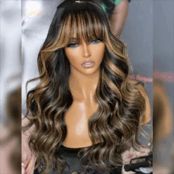Blonde Highlights Body Wave Human Hair Wigs With Bangs Glueless 13*4 HD Lace Front Wigs -Ethereal Hair Shop A578b3944b79d4b3f8ed1bc2fe87f861dH