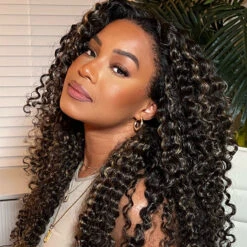 Glueless Blonde Highlight Curly Human Hair Wig For Black Women Pre Plucked 13X4 13X6 Undetectable HD Lace Front Wig 14 Glueless Blonde Highlight Curly Human Hair Wig For Black Women Pre Plucked 13X4 13X6 Undetectable HD Lace Front Wig -Ethereal Hair Shop AlwaysAmeera24inches220 densityP1b 274c 2