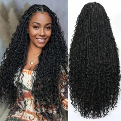 Pull Go Drawstring Cap 13x6 HD Full Lace Knotless Boho Curls Braided Wigs Human Hair -Ethereal Hair Shop Boho Curls Braided Wigs 10