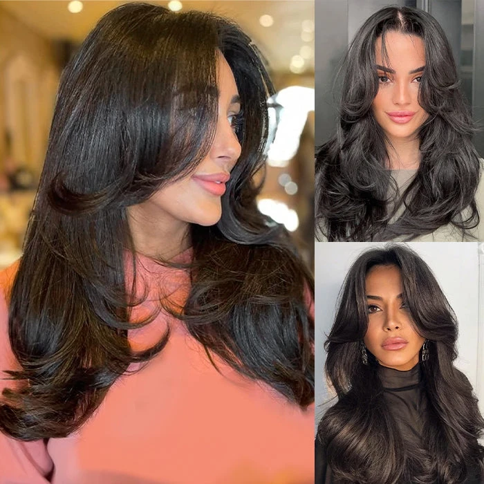 Curtain Bangs 13x4 Frontal HD Lace Wig Butterfly Haircut Straight Human Hair Wigs With Pre-Bleached Knots 10 Curtain Bangs 13x4 Frontal HD Lace Wig Butterfly Haircut Straight Human Hair Wigs With Pre-Bleached Knots - Image 8