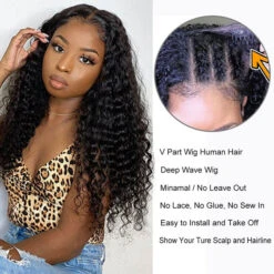No Leave Out V/U Part Wig Deep Wave Human Hair Wigs Beginnger Friendly Easy Install -Ethereal Hair Shop Deep Wave V Part Wig 7