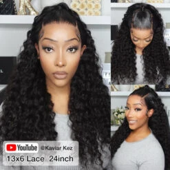 HD Lace Wigs Realistic 13*4 Lace Front Wigs Human Hair Deep Wave Skinlike HD Lace Wig With Invisible Bleached Knots Pre Plucked Hairline -Ethereal Hair Shop Kaviar Kez 13 6 Precut deep 24inch