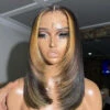 Layer Cut Glueless Wigs Ombre Highlight Straight Bob Human Hair Classic HD Lace Wigs -Ethereal Hair Shop Layer Cut Ombre Highlight Straight Bob Wigs 3