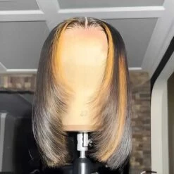 Layer Cut Glueless Wigs Ombre Highlight Straight Bob Human Hair Classic HD Lace Wigs -Ethereal Hair Shop Layer Cut Ombre Highlight Straight Bob Wigs 6 1