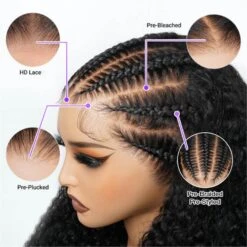 Curly Pre Braided Lace Front Wig 13x6 Full Lace Frontal Wig With Pre Bleached & Pre Plucked -Ethereal Hair Shop Pre Braided Wigs 13 1