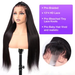 Glueless Pre Braided Wig Straight Human Hair 13x4 HD Lace Frontal Wig Super Secure -Ethereal Hair Shop Pre Braided Wigs 25
