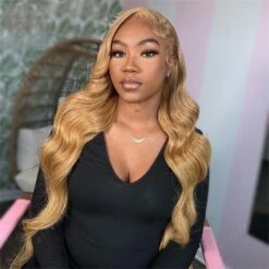 Honey Blonde 13x4 HD Transparent Lace Front Wig #27 Blonde Colored Human Hair Frontal Wig 16 Honey Blonde 13x4 HD Transparent Lace Front Wig #27 Blonde Colored Human Hair Frontal Wig -Ethereal Hair Shop Sa022d4ed82de4ac39a8ccb6deb0b3ee87
