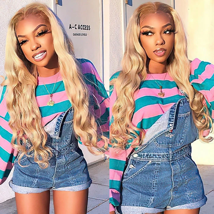 613 Blonde Wig With Brown Roots Ombre 4/613 Color 13x4 HD Lace Front Human Hair Wigs 180% Density 12 613 Blonde Wig With Brown Roots Ombre 4/613 Color 13x4 HD Lace Front Human Hair Wigs 180% Density - Image 10