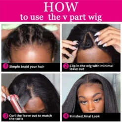 V/U Part Wig Natural Kinky Straight Glueless Wigs 100% Human Hair Meets Real Scalp Natural Density 17 V/U Part Wig Natural Kinky Straight Glueless Wigs 100% Human Hair Meets Real Scalp Natural Density -Ethereal Hair Shop V part kinky straight 6