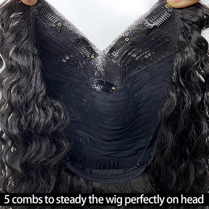 V/U Part Wig Natural Kinky Straight Glueless Wigs 100% Human Hair Meets Real Scalp Natural Density 8 V/U Part Wig Natural Kinky Straight Glueless Wigs 100% Human Hair Meets Real Scalp Natural Density - Image 6