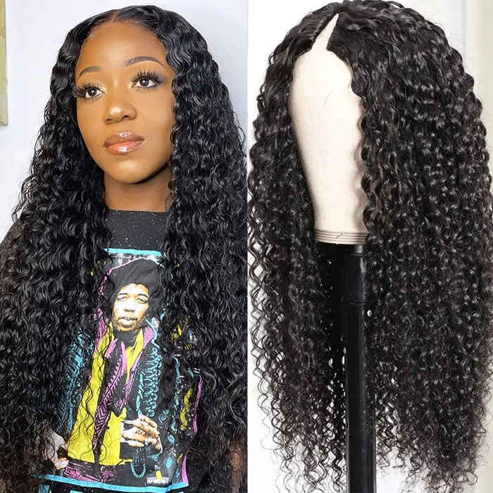 Glueless V/U Part Jerry Curly Wig No Leave Out Affordable Human Hair Wig Beginner Friendly 2 Glueless V/U Part Jerry Curly Wig No Leave Out Affordable Human Hair Wig Beginner Friendly