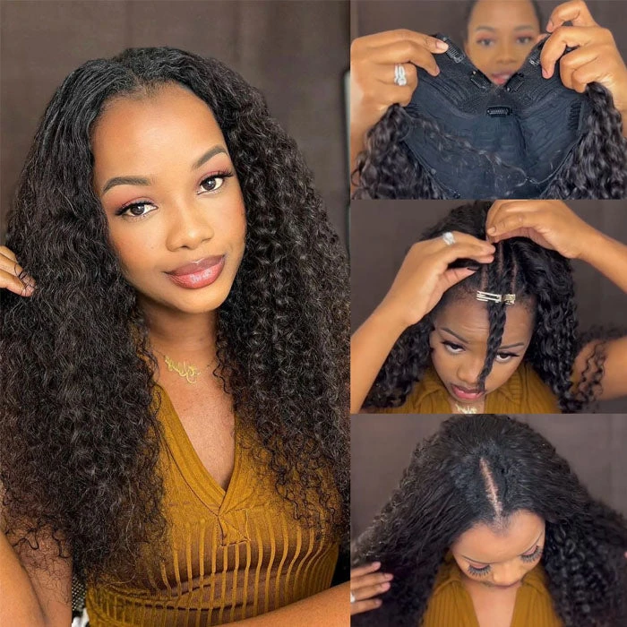 Glueless V/U Part Jerry Curly Wig No Leave Out Affordable Human Hair Wig Beginner Friendly 3 Glueless V/U Part Jerry Curly Wig No Leave Out Affordable Human Hair Wig Beginner Friendly - Image 2