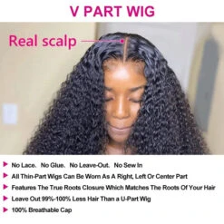 Glueless V/U Part Jerry Curly Wig No Leave Out Affordable Human Hair Wig Beginner Friendly 15 Glueless V/U Part Jerry Curly Wig No Leave Out Affordable Human Hair Wig Beginner Friendly -Ethereal Hair Shop V part wig curly 8