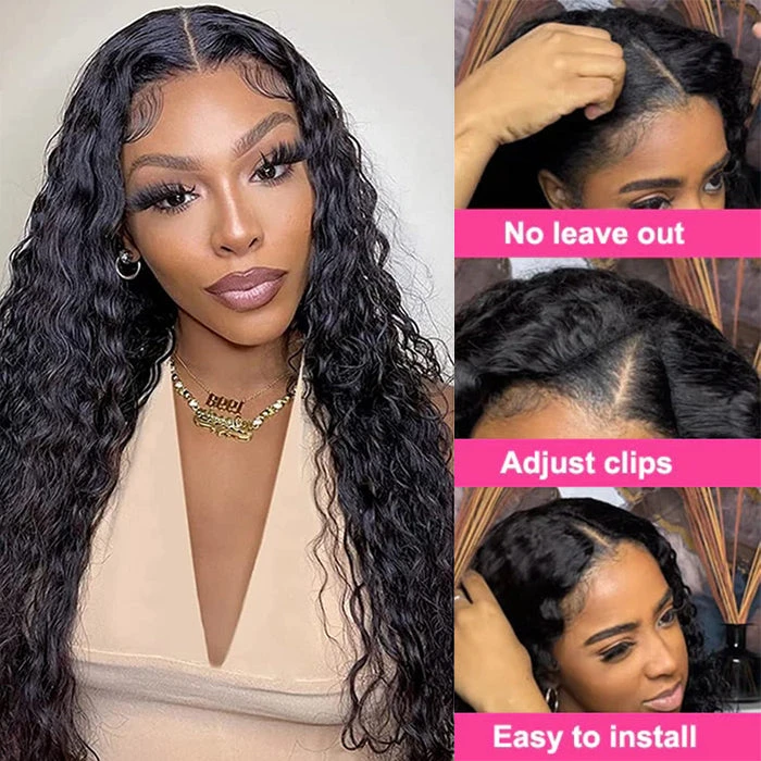 Water Wave V/U Part Human Hair Wigs No Leave Out Beginnger Friendly Easy Install 4 Water Wave V/U Part Human Hair Wigs No Leave Out Beginnger Friendly Easy Install - Image 2