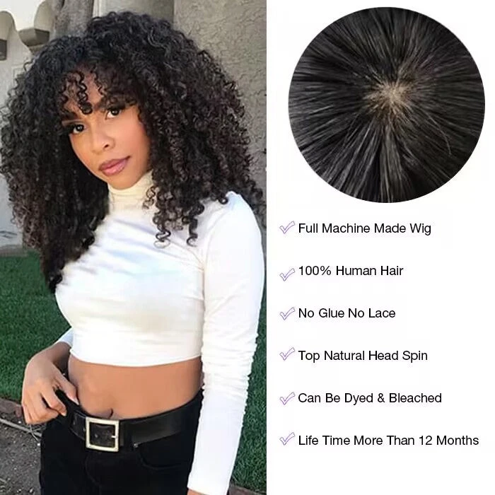 Curly Short Bob Wig With Bangs None Lace Full Machinemade Human Hair Wigs Glueless Beginner Friendly 7 Curly Short Bob Wig With Bangs None Lace Full Machinemade Human Hair Wigs Glueless Beginner Friendly - Image 5