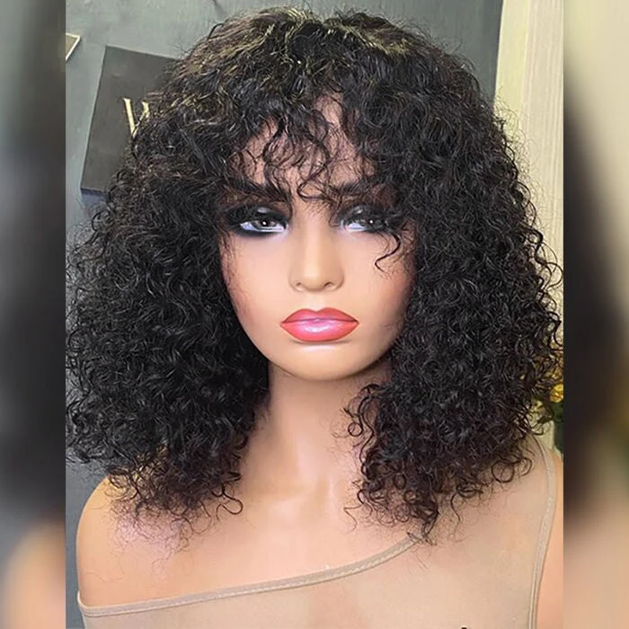 Curly Short Bob Wig With Bangs None Lace Full Machinemade Human Hair Wigs Glueless Beginner Friendly 5 Curly Short Bob Wig With Bangs None Lace Full Machinemade Human Hair Wigs Glueless Beginner Friendly - Image 3
