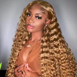 Honey Blonde Deep Wave Wig 13x4 13x6 Skin Melt HD Transparent Lace Front Human Hair Wigs 12 Honey Blonde Deep Wave Wig 13x4 13x6 Skin Melt HD Transparent Lace Front Human Hair Wigs -Ethereal Hair Shop blonde deep wave wigs