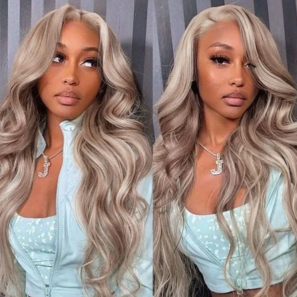 Exclusive Original Blonde Highlight Lace Front Human Hair Wigs #P18/613 Blonde Hair With Highlights For Sale 3 Exclusive Original Blonde Highlight Lace Front Human Hair Wigs #P18/613 Blonde Hair With Highlights For Sale
