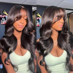 Face-Framing Curtain Bangs Body Wave Wig Glueless Pre Cut 8x5 HD Lace Ready To Go Wig Pre Plucked Pre Bleached