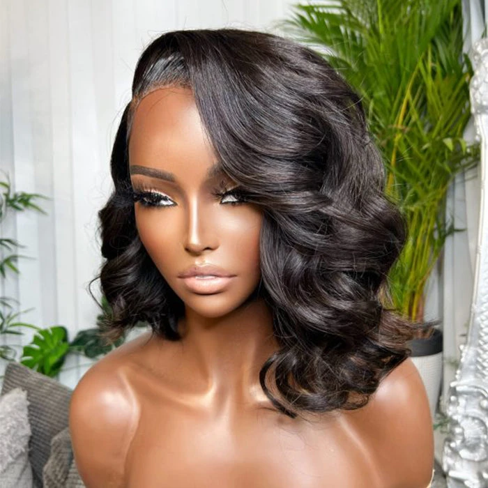 Asymmetrical Side Part Bob Wigs Body Wave Glueless HD Lace Front Wigs 220% Density 6 Asymmetrical Side Part Bob Wigs Body Wave Glueless HD Lace Front Wigs 220% Density - Image 4