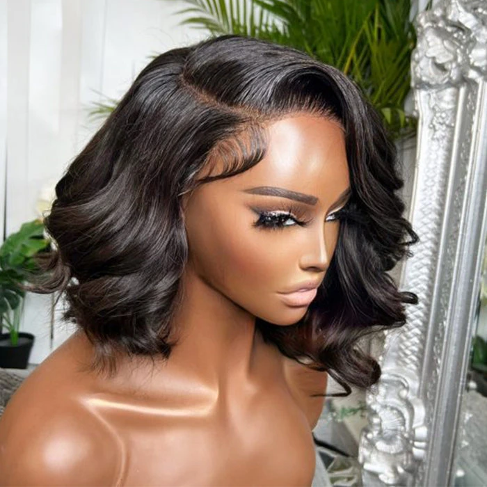 Asymmetrical Side Part Bob Wigs Body Wave Glueless HD Lace Front Wigs 220% Density 8 Asymmetrical Side Part Bob Wigs Body Wave Glueless HD Lace Front Wigs 220% Density - Image 6