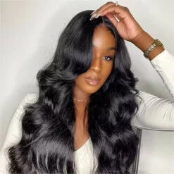 13x6 Full Lace Frontal Pre-Styled Loose Body Wave Wigs With Curtain Bangs Human Hair Pre Bleached Brailian Wigs For Women -Ethereal Hair Shop bodywavewigcurtainbang