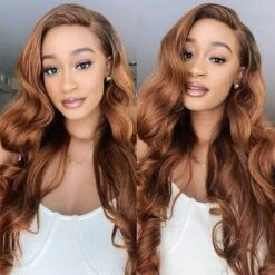 #30 Chestnut Brown Lace Front Wigs Body Wave Human Hair Fall Color Wigs For Women