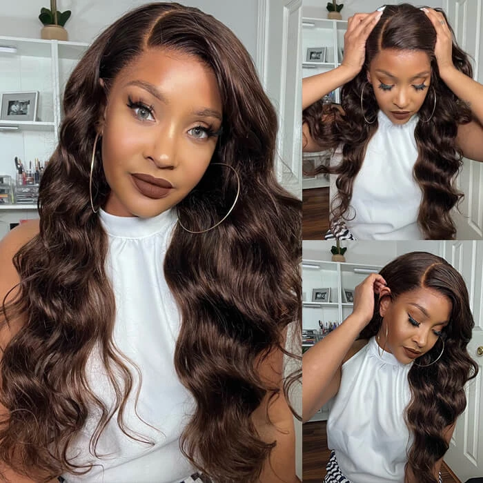 #4 Chocolate Brown 13x4 HD Lace Front Wigs Human Hair Wigs For Women Pre Plucked 12 #4 Chocolate Brown 13x4 HD Lace Front Wigs Human Hair Wigs For Women Pre Plucked - Image 10