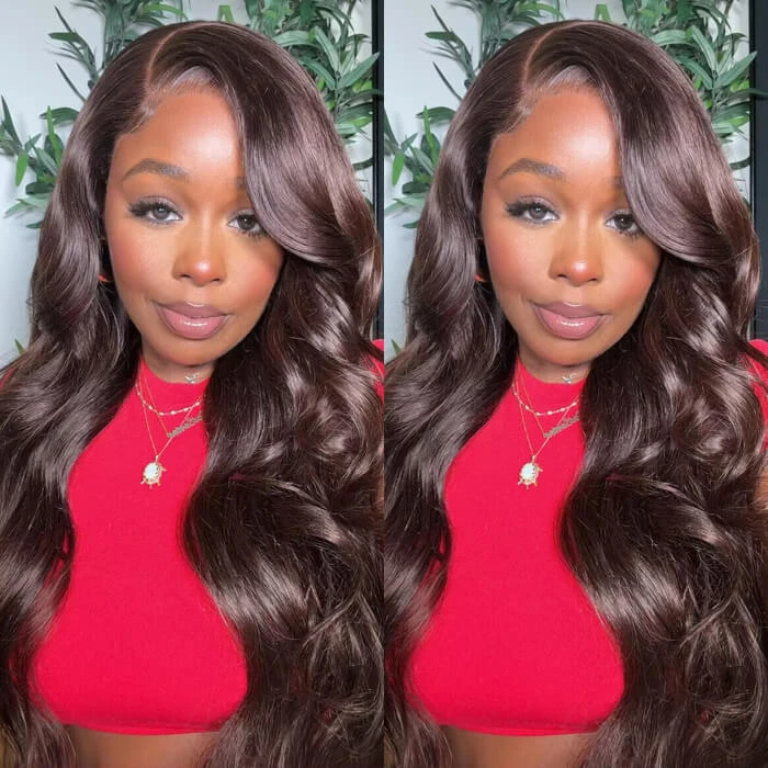 #4 Chocolate Brown 13x4 HD Lace Front Wigs Human Hair Wigs For Women Pre Plucked 4 #4 Chocolate Brown 13x4 HD Lace Front Wigs Human Hair Wigs For Women Pre Plucked - Image 2