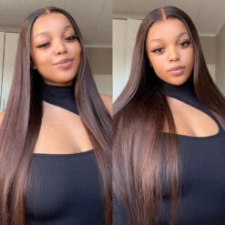 #4 Chocolate Brown 13x4 HD Lace Front Wigs Human Hair Wigs For Women Pre Plucked 19 #4 Chocolate Brown 13x4 HD Lace Front Wigs Human Hair Wigs For Women Pre Plucked -Ethereal Hair Shop brownstraightwig