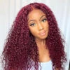 99J Burgundy Color 13x4 HD Lace Front Wigs Pre Plucked Long Curly Virgin Human Hair Wigs -Ethereal Hair Shop burgundy color curly 13 by 4 hd lace front wig