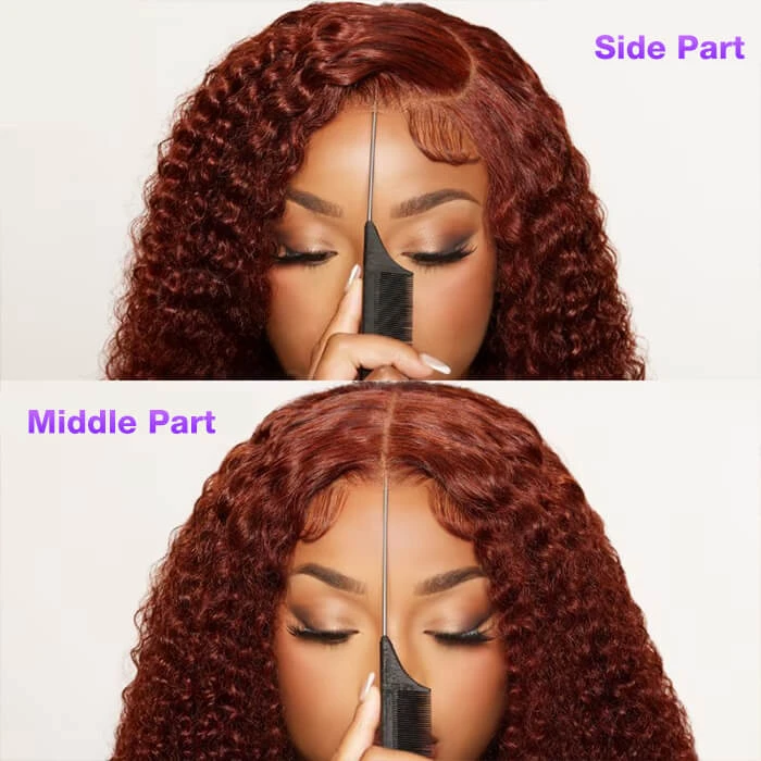 PartingPlus Glueless Curly Wig 8x5 Closure HD Lace 100% Human Hair Wig 33# Reddish Brown Color 8 PartingPlus Glueless Curly Wig 8x5 Closure HD Lace 100% Human Hair Wig 33# Reddish Brown Color - Image 6