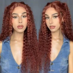 PartingPlus Glueless Curly Wig 8x5 Closure HD Lace 100% Human Hair Wig 33# Reddish Brown Color 14 PartingPlus Glueless Curly Wig 8x5 Closure HD Lace 100% Human Hair Wig 33# Reddish Brown Color -Ethereal Hair Shop curlywig