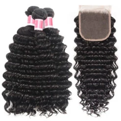 Malaysian Deep Wave 3 Bundles With 4*4 Closure Soft Unprocessed Virgin Human Hair -Ethereal Hair Shop deep3bundleswithclosure 1