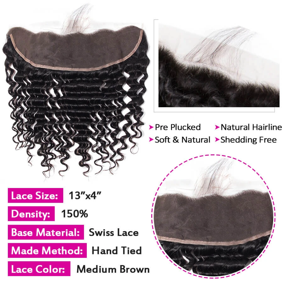 Brazilian Deep Wave 4 Bundles With 13*4 Lace Frontal Virgin Human Hair 7 Brazilian Deep Wave 4 Bundles With 13*4 Lace Frontal Virgin Human Hair - Image 5