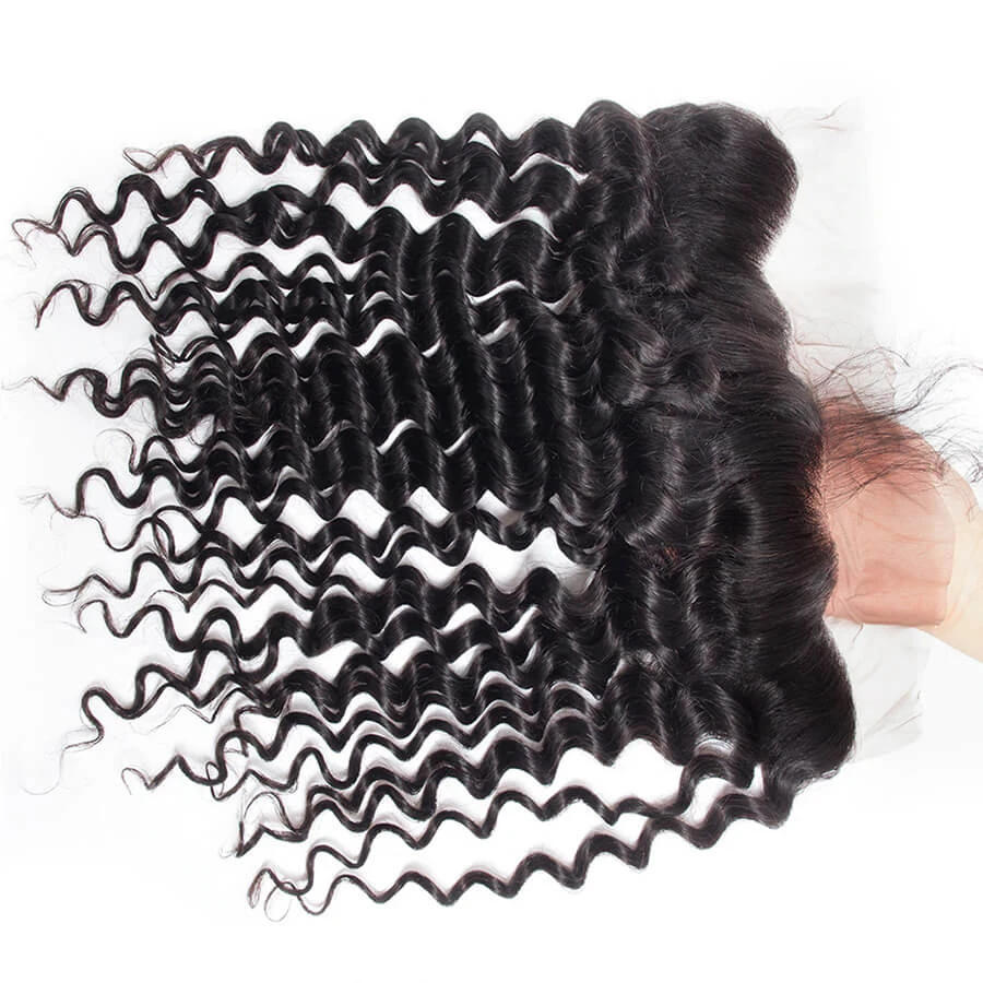 Brazilian Deep Wave 4 Bundles With 13*4 Lace Frontal Virgin Human Hair 9 Brazilian Deep Wave 4 Bundles With 13*4 Lace Frontal Virgin Human Hair - Image 7