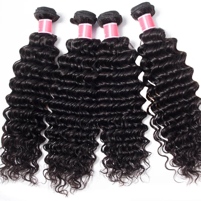 Brazilian Deep Wave 4 Bundles With 4*4 Lace Closure Virgin Human Hair 6 Brazilian Deep Wave 4 Bundles With 4*4 Lace Closure Virgin Human Hair - Image 4