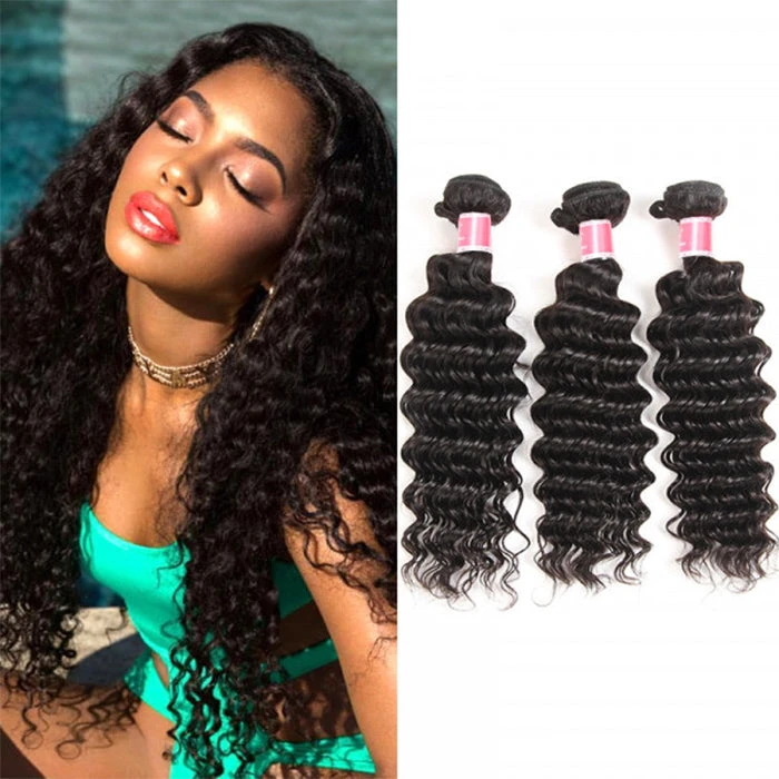 Malaysian Deep Wave 3/4 Bundle Deals Unprocessed Virgin Human Hair Bundles Natural Black Color 3 Malaysian Deep Wave 3/4 Bundle Deals Unprocessed Virgin Human Hair Bundles Natural Black Color