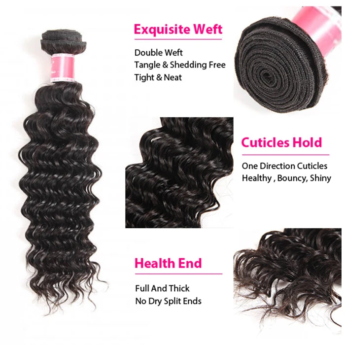 Malaysian Deep Wave 3/4 Bundle Deals Unprocessed Virgin Human Hair Bundles Natural Black Color 10 Malaysian Deep Wave 3/4 Bundle Deals Unprocessed Virgin Human Hair Bundles Natural Black Color - Image 8