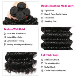 Peruvian Deep Wave 3/4 Bundle Deals Unprocessed Virgin Human Hair Extensions In Stock -Ethereal Hair Shop deepwavebundles 3