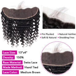 HD Transparent Lace Frontal Deep Wave 13x4 Ear To Ear Lace Frontal Human Hair 12A Quality -Ethereal Hair Shop deepwavelacefrontal150 density