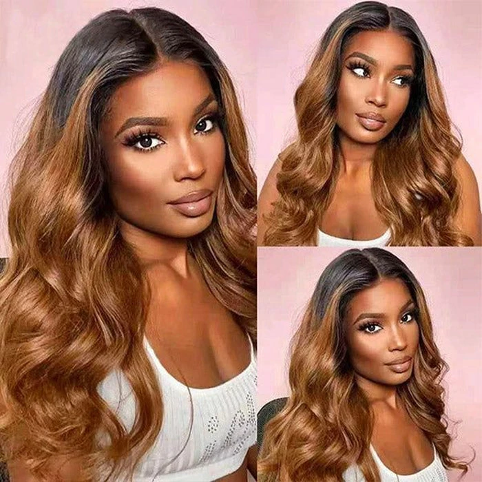 Ombre Colored 13x4 HD Transparent Lace Front Wig Pre Plucked Brazilian Virgin Human Hair Wig For Women 5 Ombre Colored 13x4 HD Transparent Lace Front Wig Pre Plucked Brazilian Virgin Human Hair Wig For Women - Image 3