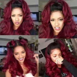 Ombre Colored 13x4 HD Transparent Lace Front Wig Pre Plucked Brazilian Virgin Human Hair Wig For Women 23 Ombre Colored 13x4 HD Transparent Lace Front Wig Pre Plucked Brazilian Virgin Human Hair Wig For Women -Ethereal Hair Shop flash sale ombre wig 4