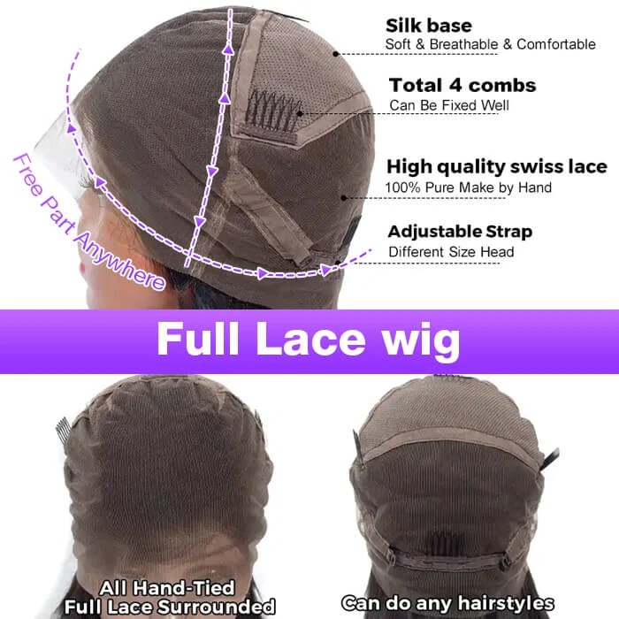 Pre Bleached Full Lace Wig Brazilian Human Hair Full Scalp Lace Wigs 180% Density 11 Pre Bleached Full Lace Wig Brazilian Human Hair Full Scalp Lace Wigs 180% Density - Image 9