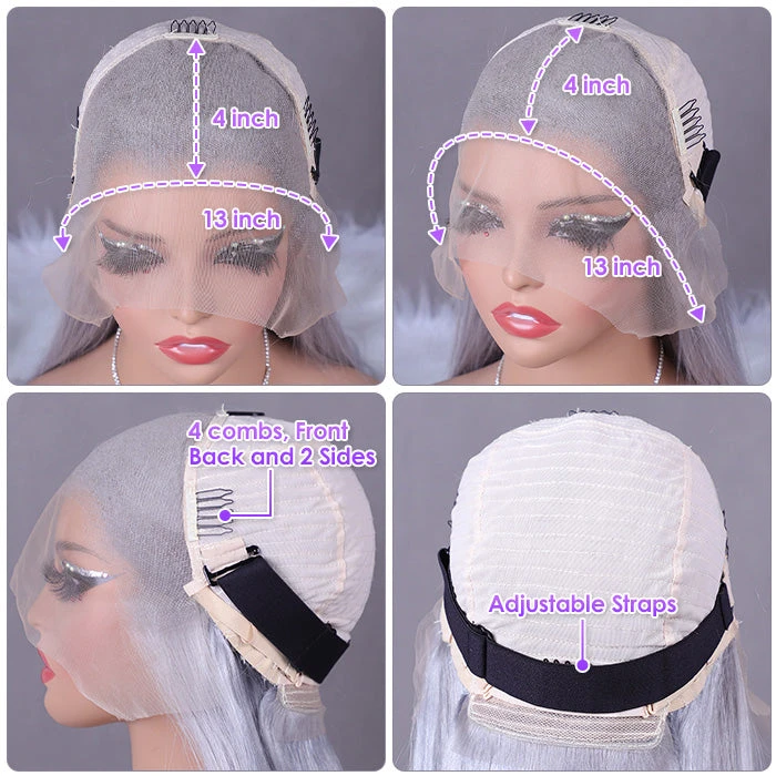 Grey Human Hair Wig 13x4 HD Lace Frontal Wig Colored Human Hair Wigs For Women 13 Grey Human Hair Wig 13x4 HD Lace Frontal Wig Colored Human Hair Wigs For Women - Image 11