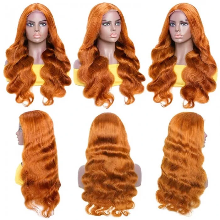 Orange Ginger Wig 13x4 13x6 HD Lace Front Wig Straight & Body Wave Pre-colored Human Hair Wigs 7 Orange Ginger Wig 13x4 13x6 HD Lace Front Wig Straight & Body Wave Pre-colored Human Hair Wigs - Image 5