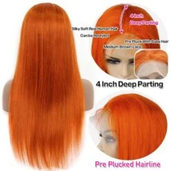 Ginger Orange Straight Wig Glueless HD Lace Front Wigs Human Hair For Women 13 Ginger Orange Straight Wig Glueless HD Lace Front Wigs Human Hair For Women -Ethereal Hair Shop ginger color 13x4 lace front wig