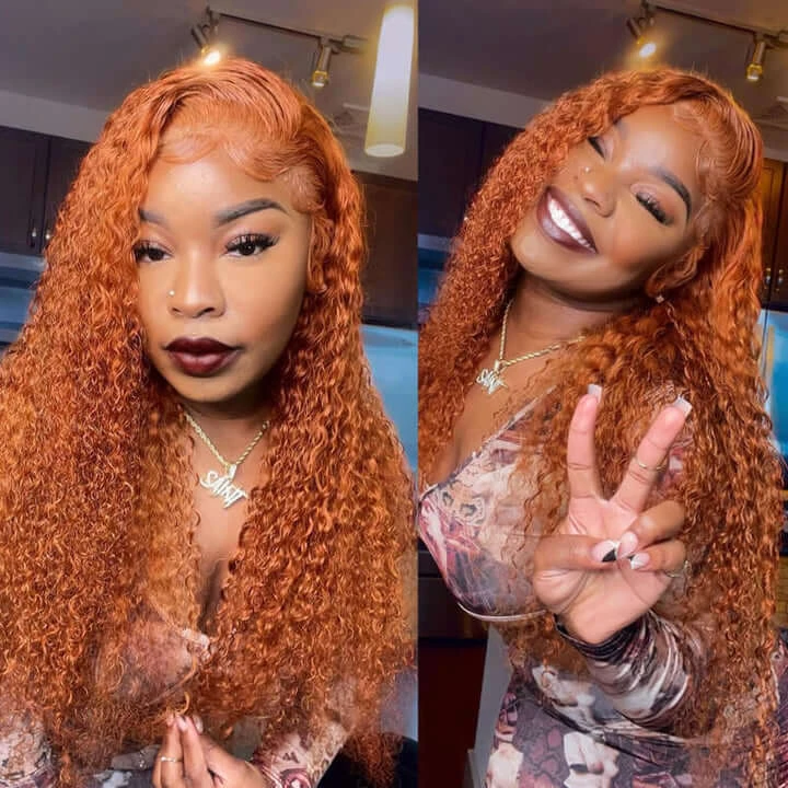 Ginger Curly Wig 13x4 HD Lace Front Wigs Colored Human Hair Lace Front Wigs With Pre Plucked 5 Ginger Curly Wig 13x4 HD Lace Front Wigs Colored Human Hair Lace Front Wigs With Pre Plucked - Image 3