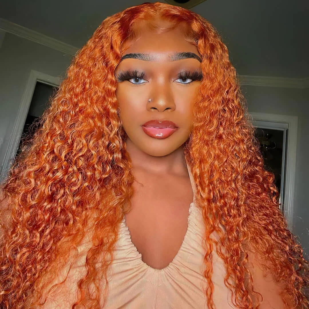 Ginger Curly Wig 13x4 HD Lace Front Wigs Colored Human Hair Lace Front Wigs With Pre Plucked 4 Ginger Curly Wig 13x4 HD Lace Front Wigs Colored Human Hair Lace Front Wigs With Pre Plucked - Image 2