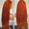 Ginger Curly Wig 13x4 HD Lace Front Wigs Colored Human Hair Lace Front Wigs With Pre Plucked -Ethereal Hair Shop ginger orange deep wave hd lace wig
